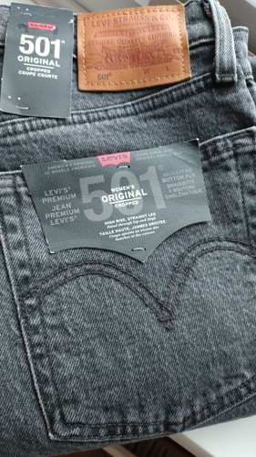 LEVI'S DANCING IN THE DARK GREY 501 ORIGINAL CROPPED JEANS 25W 26L BNWT LEVIS - Picture 6 of 8