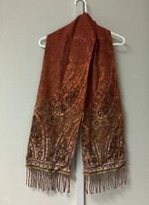 Cashmink Print Fringe Trim 100 Acrylic Scarf Rustic Fall 9 X 64