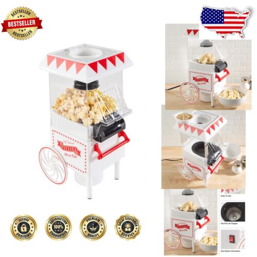 Compact 6-Cup Popcorn Maker - Oil-Free, Retro Kitchen Gadget for Health Lovers