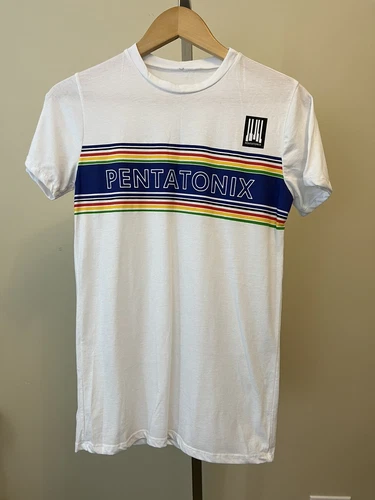 PENTATONIX White Striped T Shirt Size Small