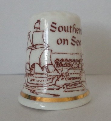 Set of Three Birchcroft Thimbles Sailing Ships