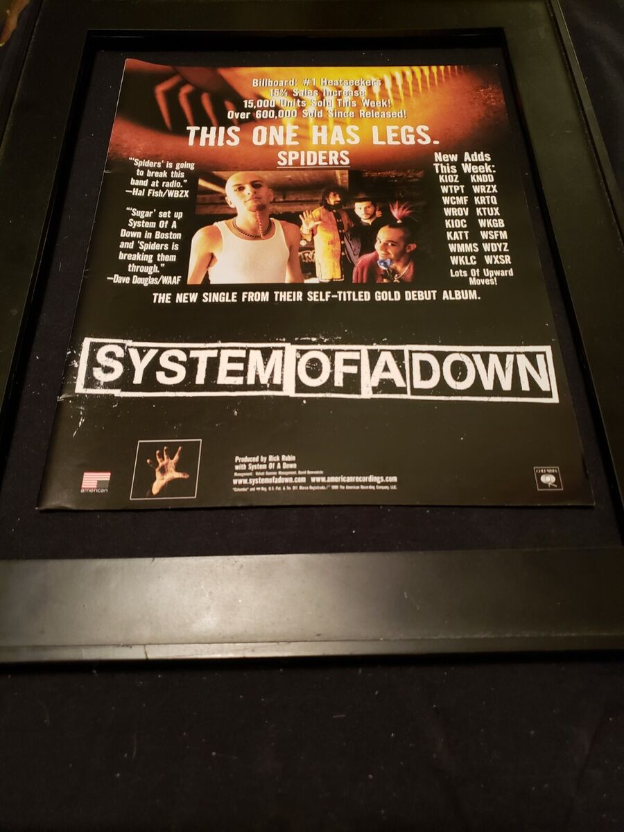 System Of A Down Spiders Rare Original Radio Promo Poster Ad Framed! #2