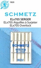 5PK SCHMETZ SERGER OVERLOCK ELX705 SEWING MACHINE NEEDLES 12/80 PART S-1820