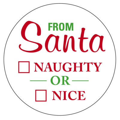NICHT personalisierte FRECHE ODER NETTE Liste vom Weihnachtsmann Aufkleber Weihnachten Xmas 985