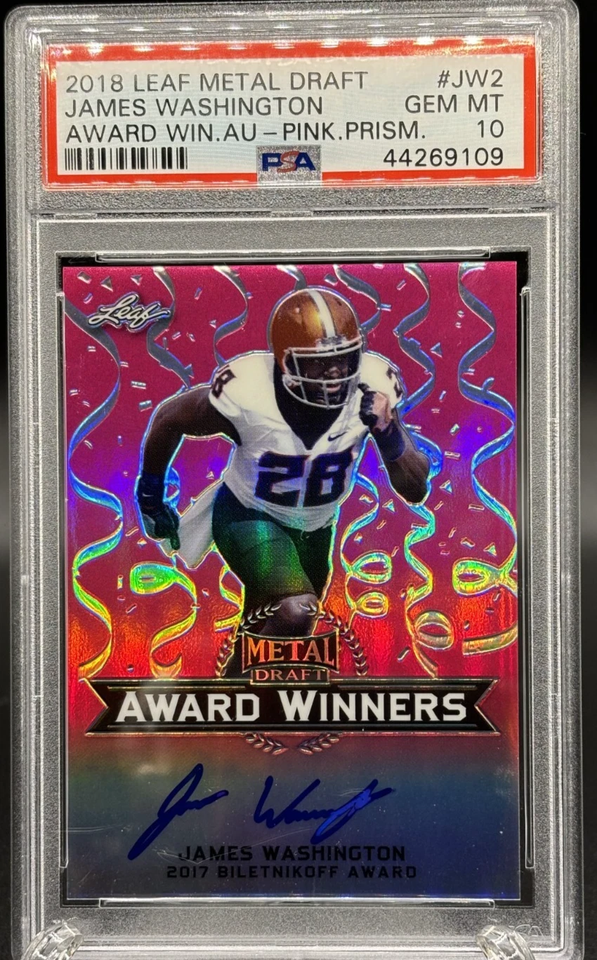 James Washington Leaf Metal Draft Award Winners Autographs #JW2 Pink Prismatic