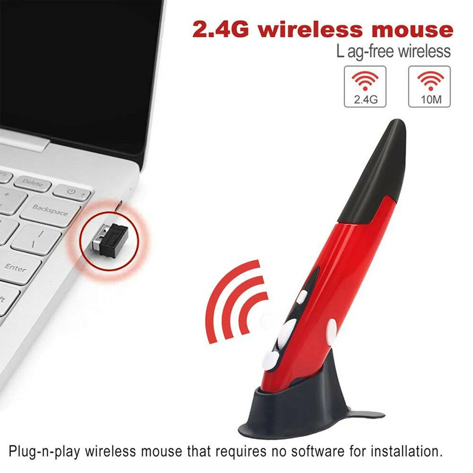 USB Wireless Optical Pocket Pen Mouse Adjustable Handwriting for Laptop Tablet - Image 2 of 4