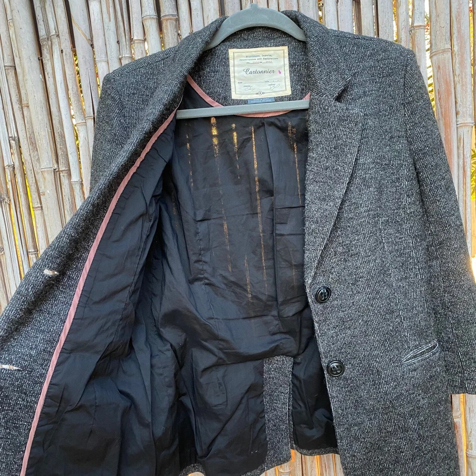 Chaqueta Blazer Cartonnier Anthropologie Mujer Gris Negro Carrera Talla Mediana Foto 4 de 4