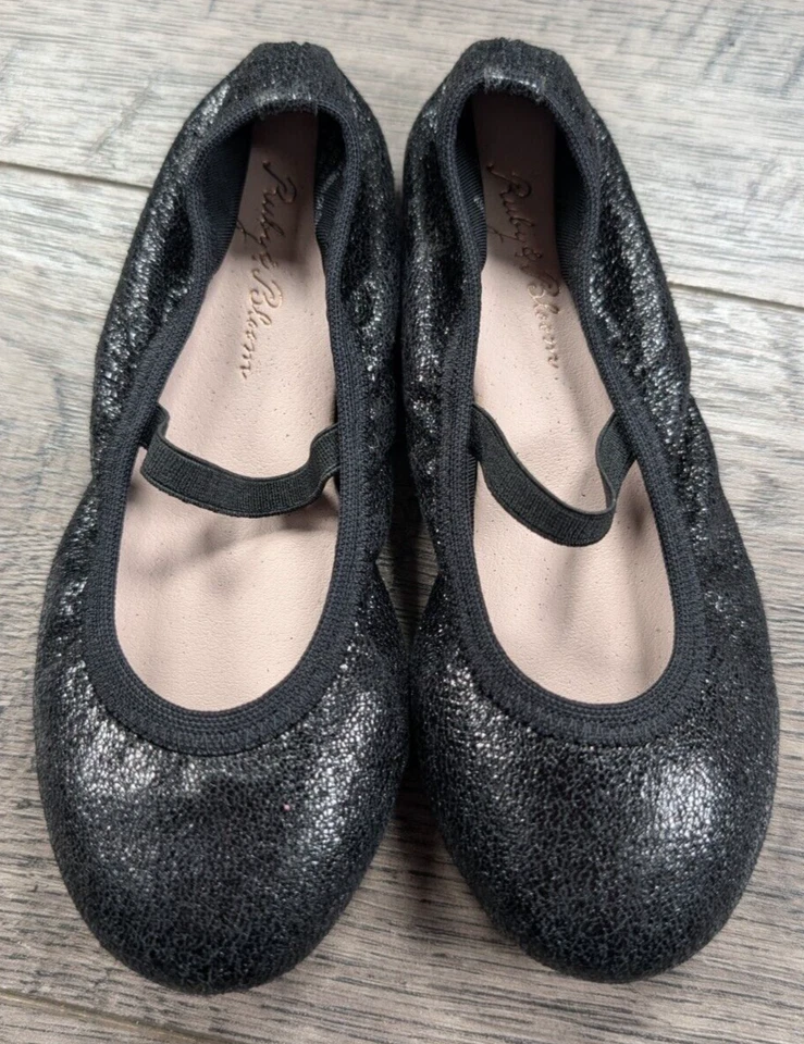 Ropa de bebé niña Rubí y Flor Talla 9.5M Negro Brillante Vestido Zapatillas Foto 3 de 4