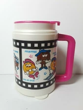 VTG Whirley Girl Scouts Cookie Travel Mug Cup 5 1/2" Tall Samoas Thin Mints 