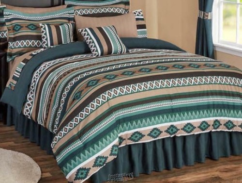 20-Piece Bonanza Bedding Set Santa Fe King Comforter Flat Fitted Sheet 108"x 96" - 第 1/2 張圖片