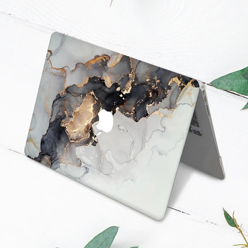 Estuche rígido estético de mármol negro dorado blanco para Macbook Pro 13 15 16 Air 11 13 Foto 3 de 3