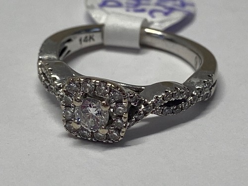 ANILLO BANDA RETORCIDA HALO DIAMANTE SOLITARIO ORO BLANCO 14K 2,76G (TDW035068) - Imagen 7 de 7