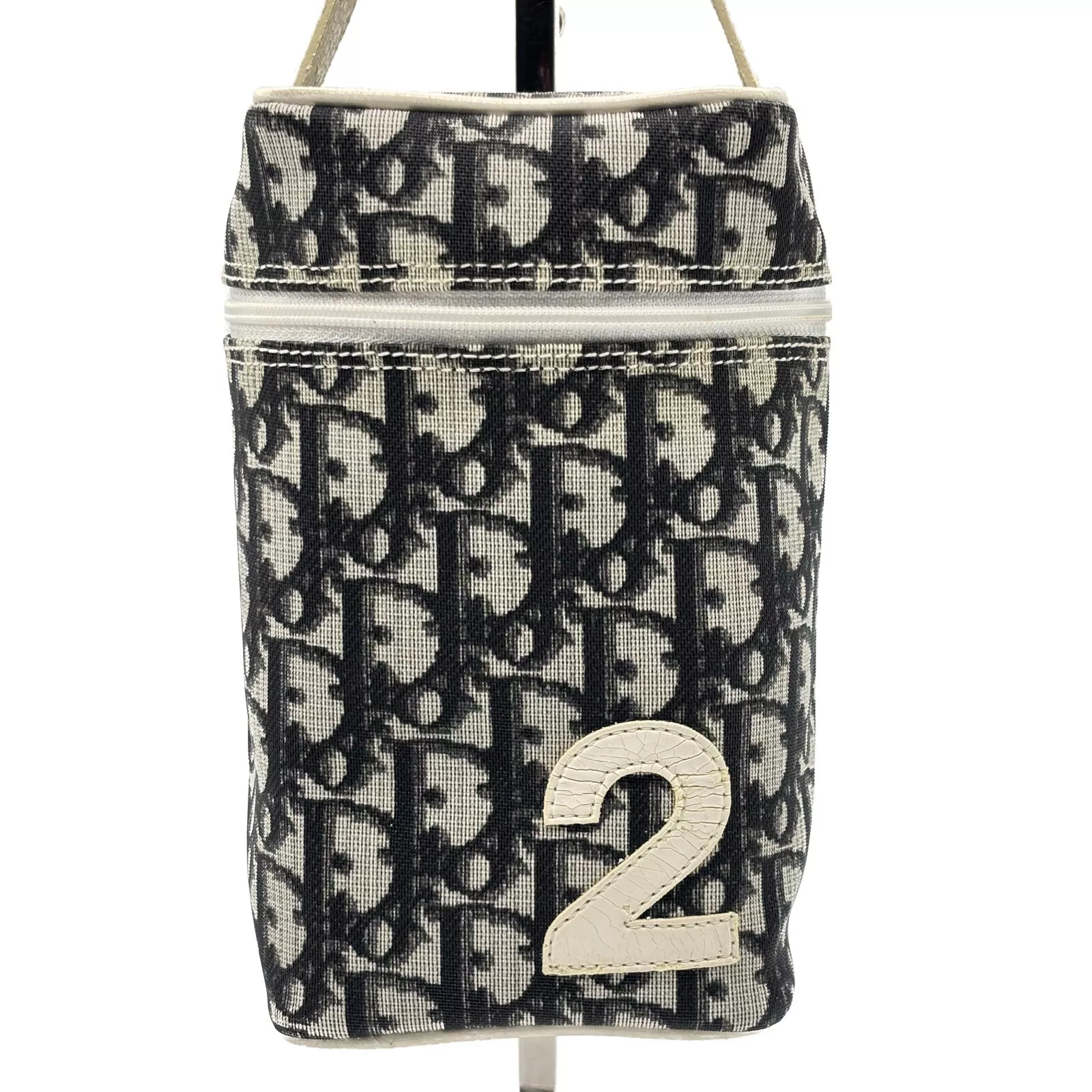 Christian Dior Trotter Vanity Cosmétique Pochette Sac à Main PVC Noir Auth
