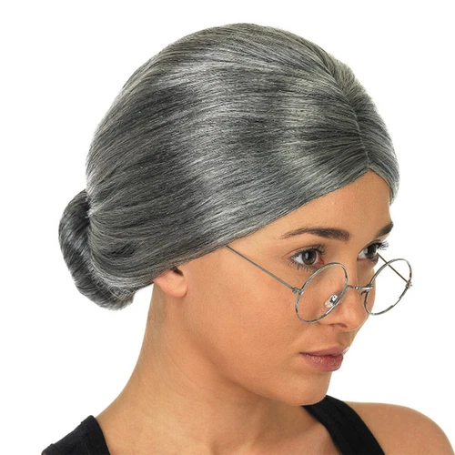 Grandma Wig Set Granny Old Lady Funny Party Halloween Christmas Santa Kids Teen - Picture 6 of 11