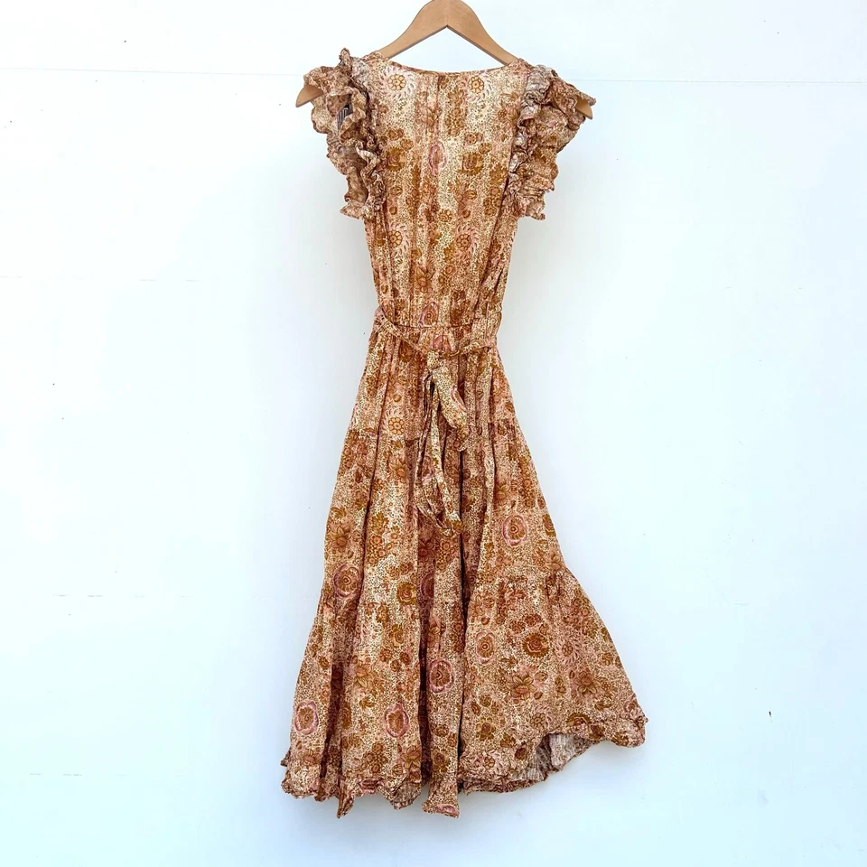 Ulla Johnson Virginia Dress Midi Belt Ruffle Yellow Meadow Cottage Cotton 2 - Image 4 of 4