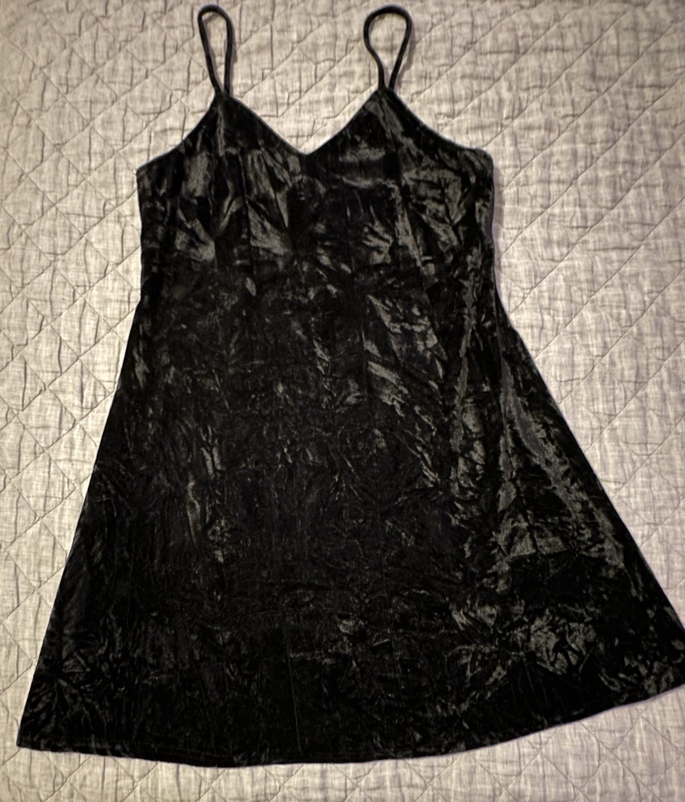 Angie Women's M Crushed Velvet Mini Dress Spaghetti Strap Whimsigoth Y2K Punk