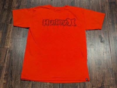 Hurley Shirt Mens Medium Red Regular Fit Graphic Logo Cotton Surf Skate Tee