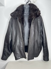 Vintage J.Crew Men  s Genuine Leather Jacket Faux Fur Lining Size XL