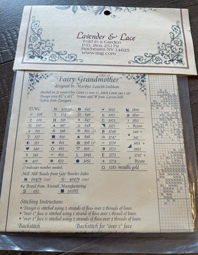 Lavender & Lace Cross Stitch Chart Pattern FAIRY GRANDMOTHER LL42 New - Picture 7 of 8