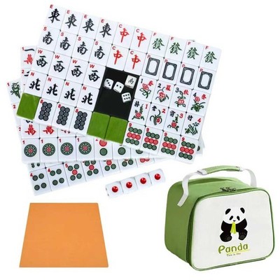 1.18''(30mm) Chinese Green Mahjong Set - 144 + 8 Numbered Tiles, Travel-Friend...