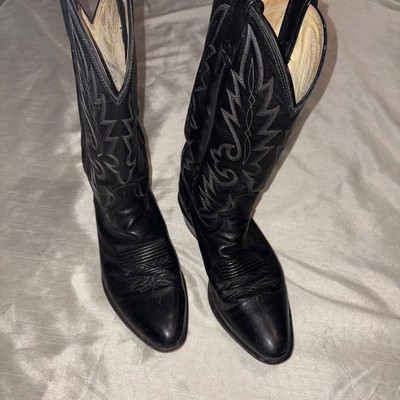Dan Post Black Leather Cowboy Boots Mens 9.5EW Western Vintage