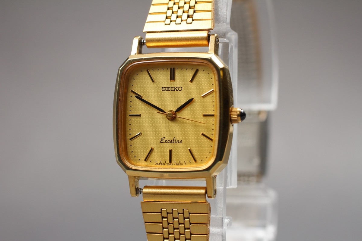 Vintage 1990 [N MINT] SEIKO Exceline 7321-6570 Gold Women's