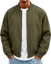 Men's Lightweight Bomber Jacket Baseball Collar Zip Windbreaker