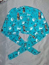 Handmade Nightmare Before Christmas print scrub cap blue cotton medical