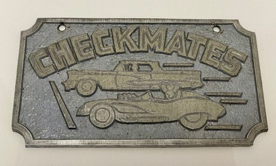 MINT VINTAGE ORIGINAL '' CHECKMATES''  CAR CLUB PLAQUE  '' MARKED SPEED GEMS''