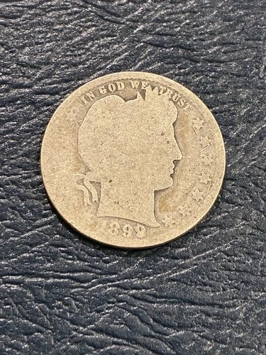 1899 Silver Barber Quarter (Liberty Head) - 90% Silver - Heavily Circulated