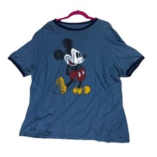 RARE Mickey Mouse Tee T Shirt Ringer Cartoon Disney 80s style Size XXL