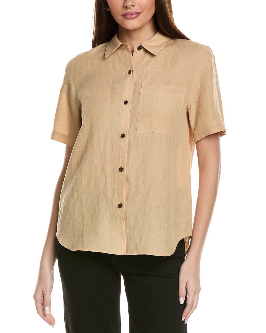 Льняная блузка с открытыми плечами Lafayette 148 New York женская коричневая S
