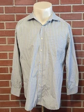 Paul Smith London Long Sleeve Button Front Green Dress Shirt Mens 17 ~ 43 Cotton