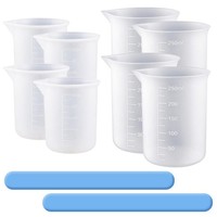Silikon Messbecher Set 8 StüCk Mit Skala 250Ml 100Ml RüHrstäBchen DIY Projekte