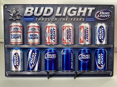 Bud Light Beer Evolution Of Cans Sign - Budweiser - Anheuser Busch