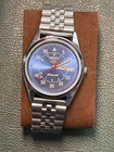 Vintage Seiko 5 Blue Automatic 17 Jewels Day/Date Japan Men's Wrist Watch 6309