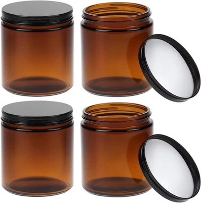 ® 4 Stück 500 ml Amber Glas Leerdose mit schwarzem Deckel, UV-schützende Me - Bild 1 von 4