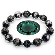 Glow in The Dark Firefly Beaded Bracelets for Women, Ocean Blue Luminous Murano