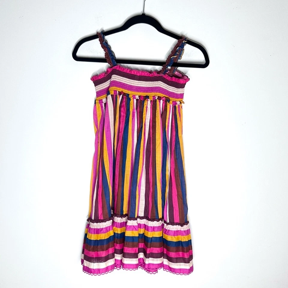 Zimmermann Girl's Sz 10  Clover Ginger Shirred Multicolor Striped Dress - Image 4 of 4