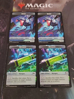 Mtg. 4x Mutagen / Robot Double-Sided Tokens. Teenage Mutant Ninja Turtles. Nm