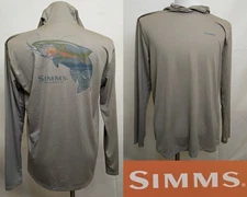 Simms Tech Hoody Men's M Artist Series Dolomite Trout UPF #Z4906