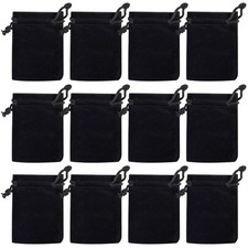 100pcs 2 X 2.8 inch Black Velvet Cloth Jewelry Pouches Velvet Drawstring Bags...