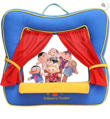 Finger Puppet Theater Stage by Better Line - Set Includes 6 Finger Family Puppet