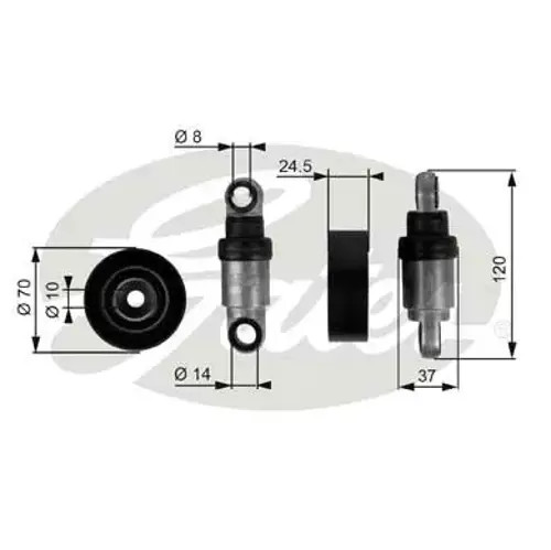 V-belt tensioner pulley T38242 GATES for BMW 3 3 Coupe 5 5 Touring 3 Convertible