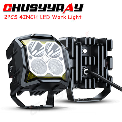 4inch 6000K LED Light Bar Work Spot Flood Pods Offroad Driving Fog Lamp SUV+Wire