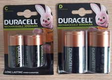 Duracell C & D Size 3000mAh Rechargeable Batteries LR14 HR14 DC1400 LR20 HR20