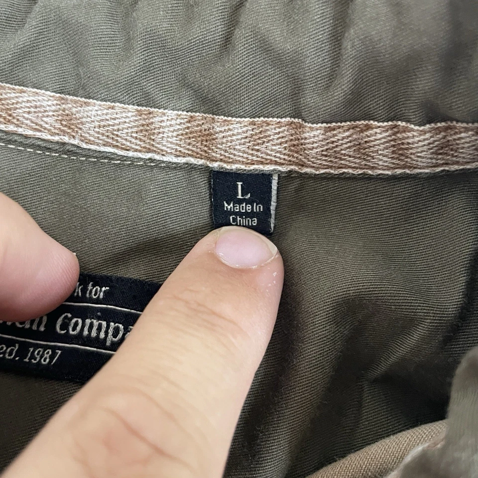 J Peterman Shirt Mens L Khaki Safari Button Up Epaulettes Tan Hunting Shooting - Image 4 of 4