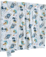 Vtg Baby Looney Tunes Flannel Cotton Receiving Blanket Bugs Tweety Sylvester