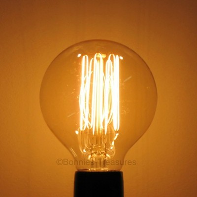 Nostalgic G25 GLOBE Antique Edison Light Bulb 60 watt, Squirrel Cage, 3.15'' 60w