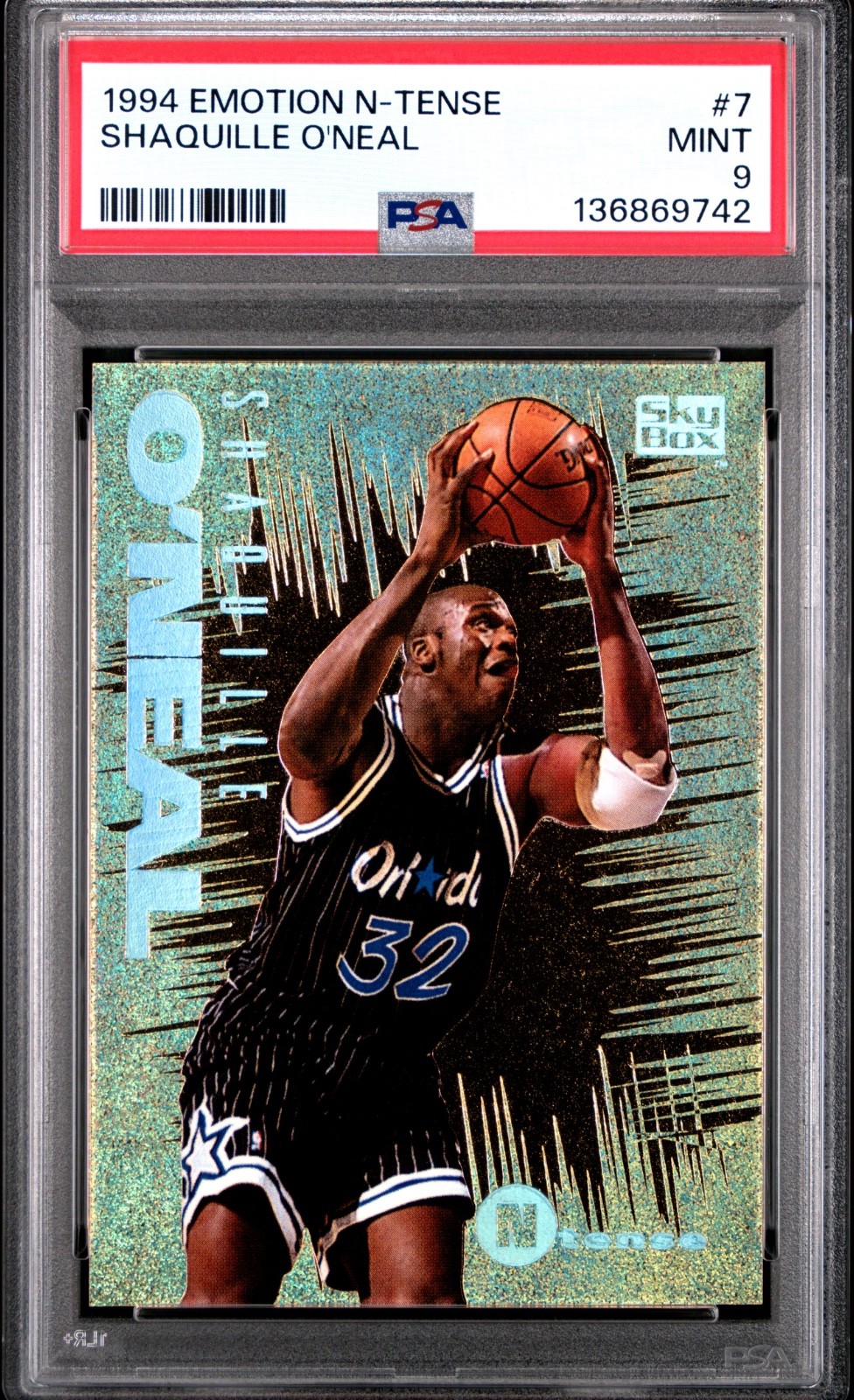 1994 E-Motion Shaquille O'Neal N-Tense #7 PSA 9 Mint